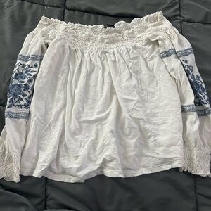 American Eagle Outfitters White Smocked Top